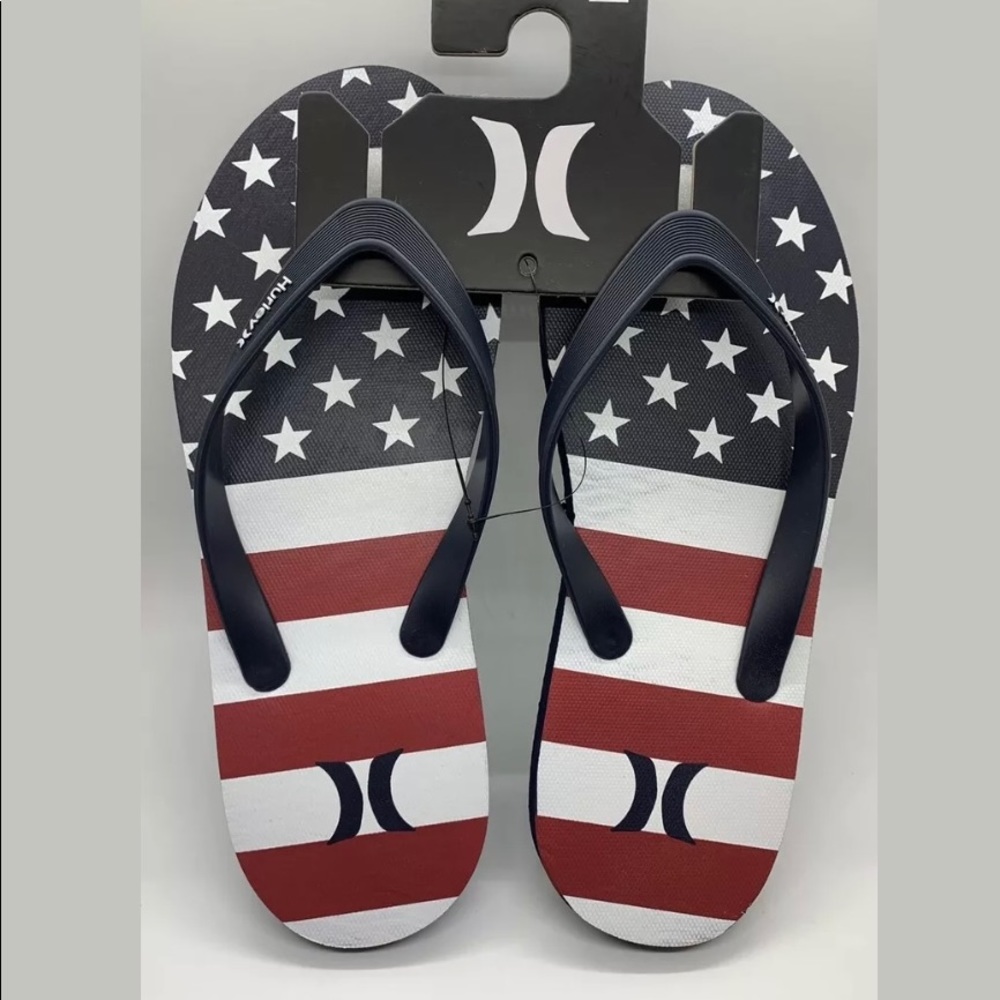 NEW Hurley Men's American Flag Flip Flops